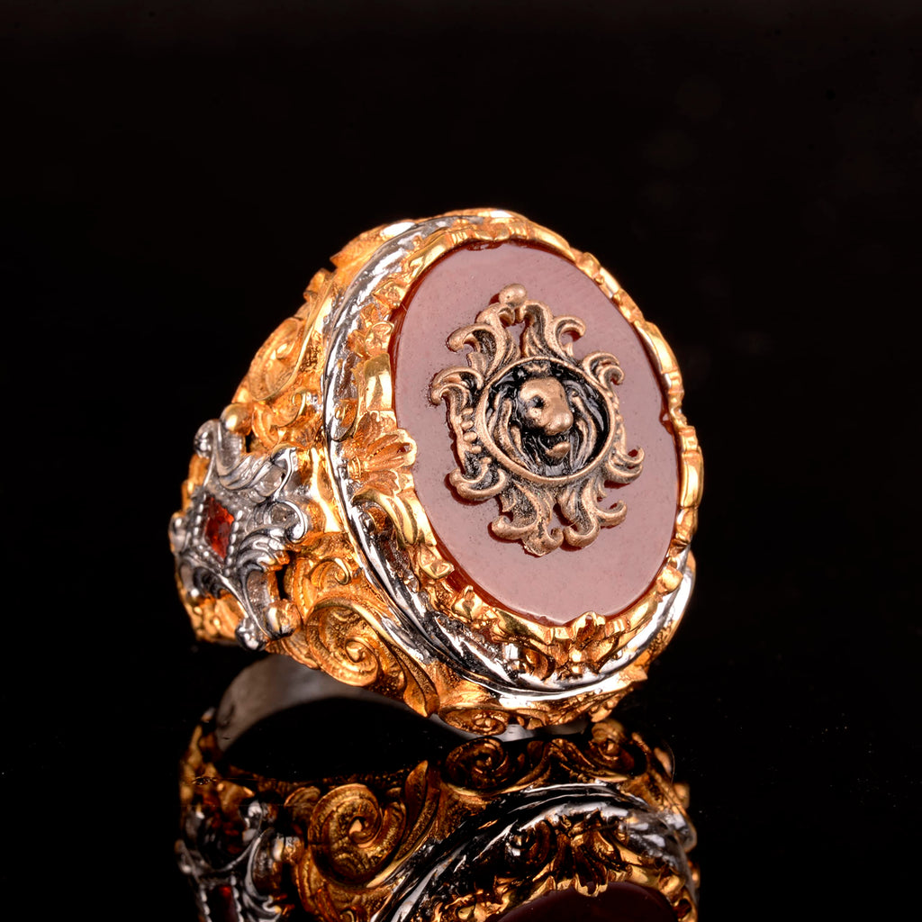 Handmade Ring - 925 Sterling Silver Gold Plated (Lion) — 5
