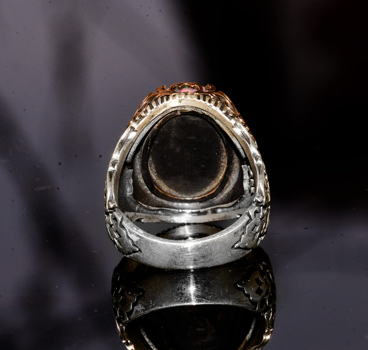 Australian Opal Natural Stone Ring - 10.00 Carat - Men's Ring - 925 Sterling Silver — 8
