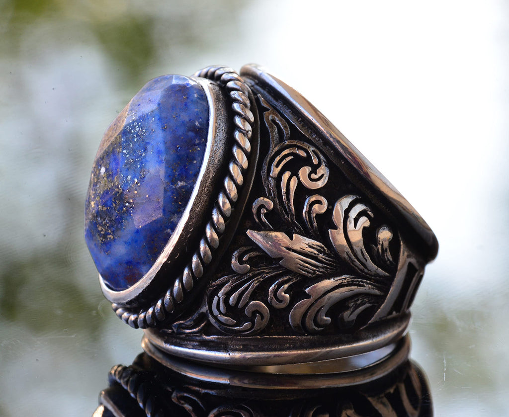 925 Sterling Silver Ring - Natural Stone Selection (Sodalite) — 4