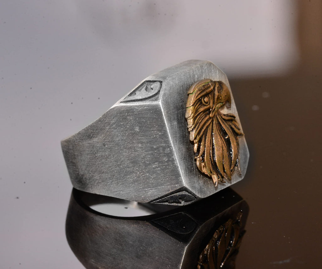 925 Sterling Silver Men's Ring - Ring - Handmade Ring (Eagle) — 4