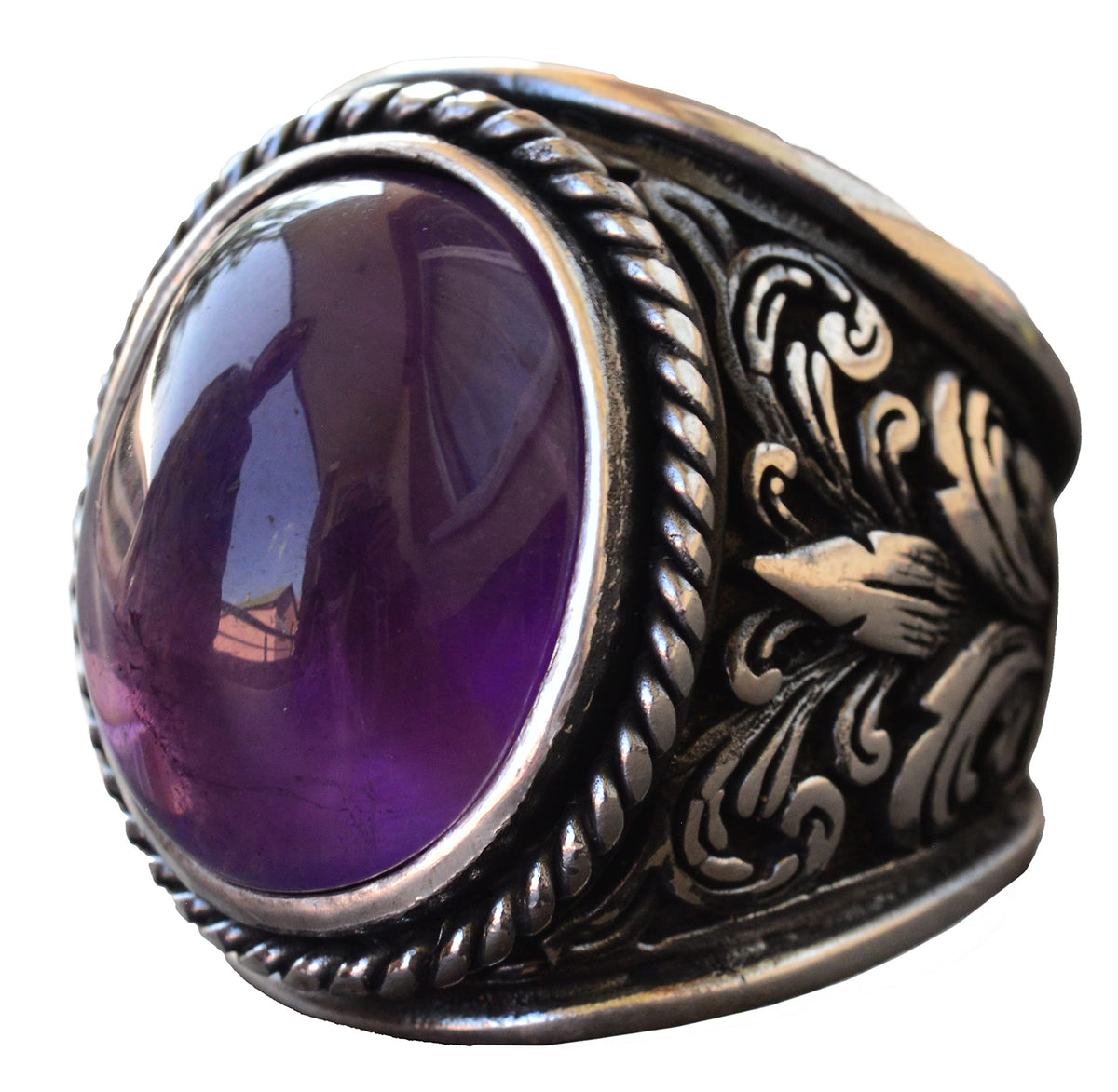 Elegant Stone Collection: 925 Sterling Silver Ring - Natural Stone Selection (Amethyst)