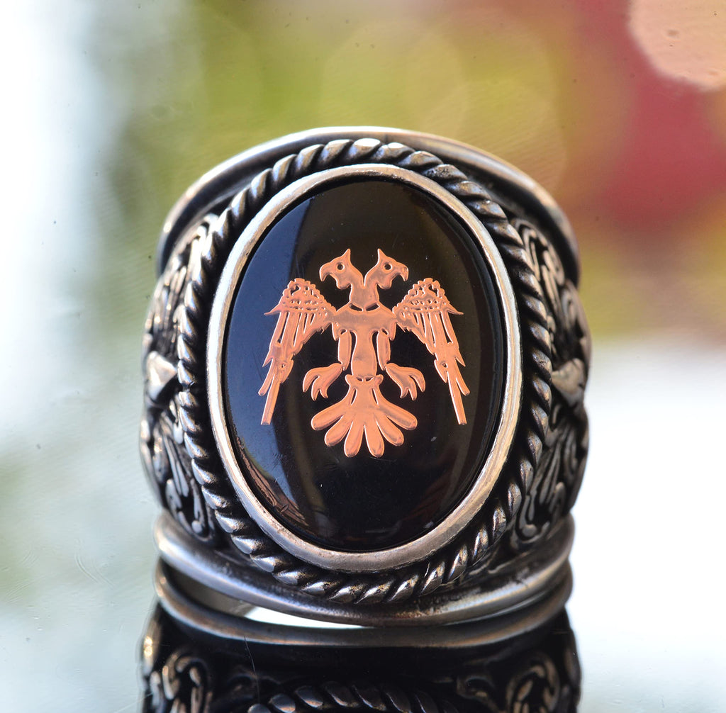 Double Headed Eagle Ring, 925 Sterling Silver Men's Ring, Silver Eagle Jewelry — 5