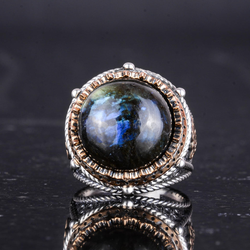Natural Stone Handmade Ring - 925 Sterling Silver (Labradorite) — 6