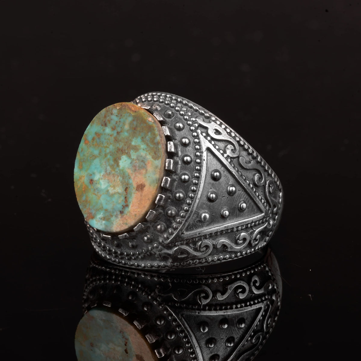 Arizona Turquoise Stone Ring, 925 Sterling Silver (Model-2) — 4