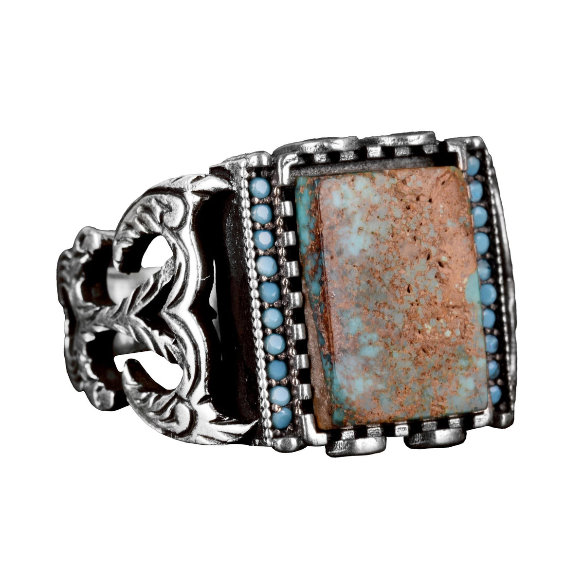 Natural Arizona Turquoise Stone Ring - Silver Ring (Model-2)