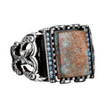 KAMBO Handmade Men's Sterling Silver Ring with Genuine Natural Arizona Turquoise Gemstone - Vintage Style-6 Statement Ri