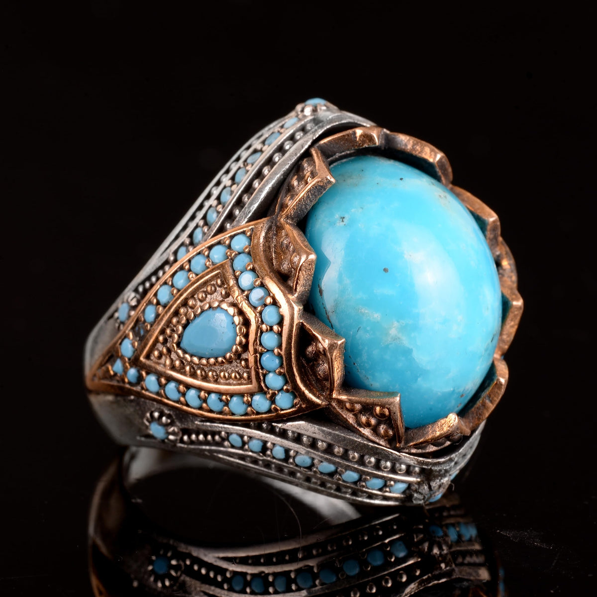 Natural Arizona Turquoise Stone Ring, 925 Sterling Silver Ring (Model-6) — 4