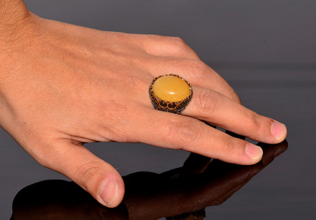 Natural Yellow Agate Ring — 6