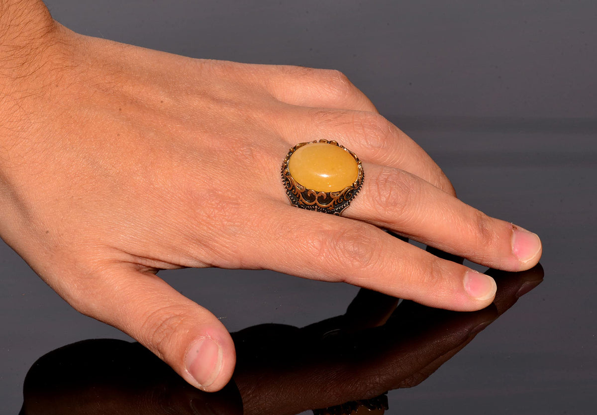 Natural Yellow Agate Ring — 6