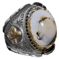 Natural Yemen Agate Stone Ring, 925 Sterling Silver Ottoman Ring