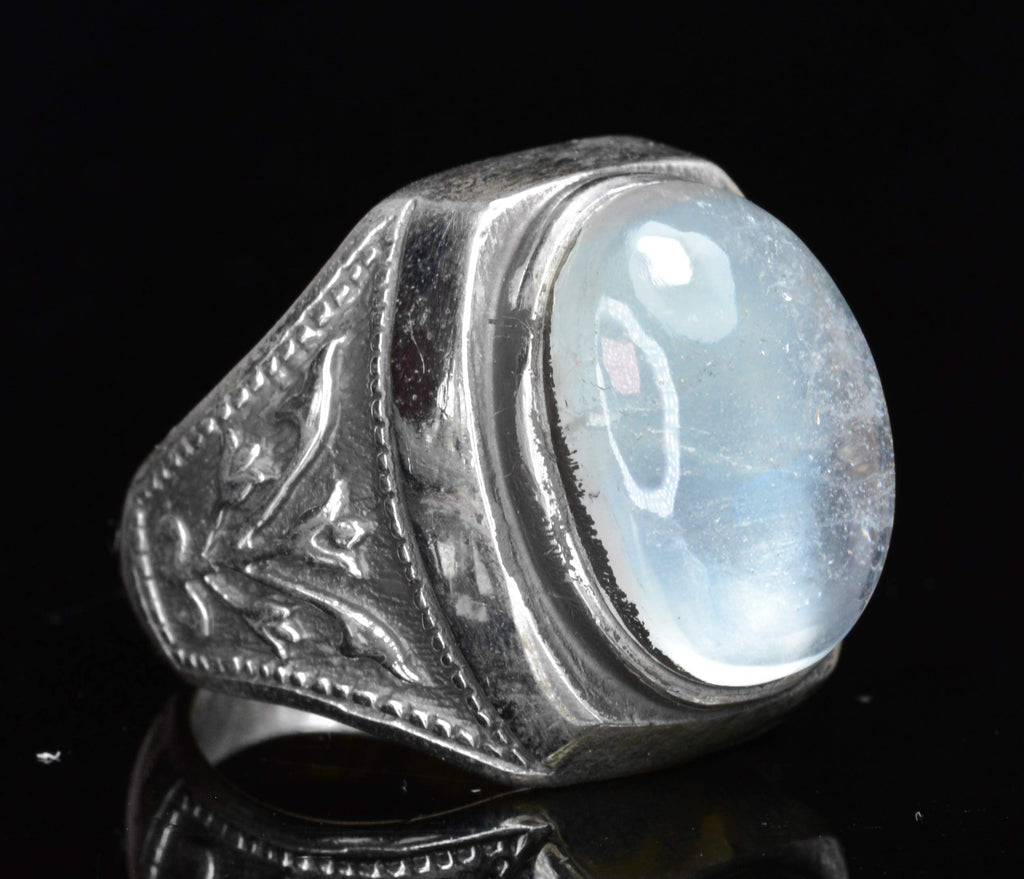 KAMBO Natural Moonstone Silver Men's Ring — 2