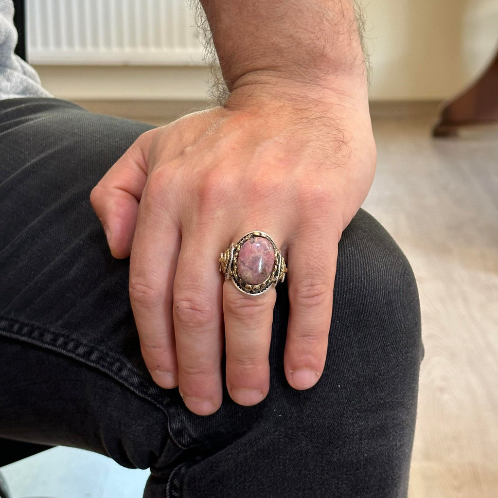 Handmade Natural Rhodonite Stone Ring — 3