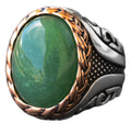 Natural Green Aventurine Oval Ring - 925 Sterling Silver