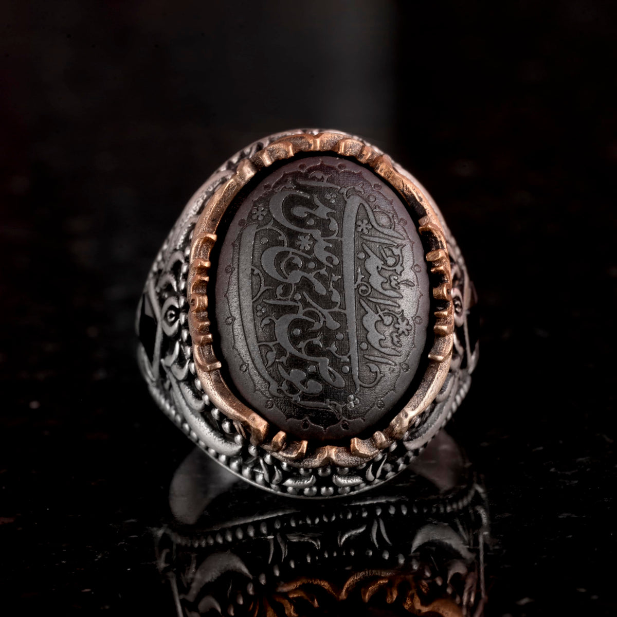 Natural Hematite Stone Ring, Islamic Ring, 925 Sterling Silver Ring — 2