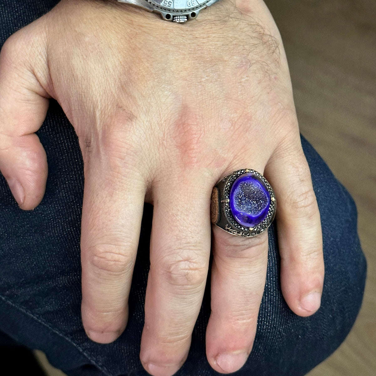 Natural Drusy Quartz Crystal Stone Ring — 3