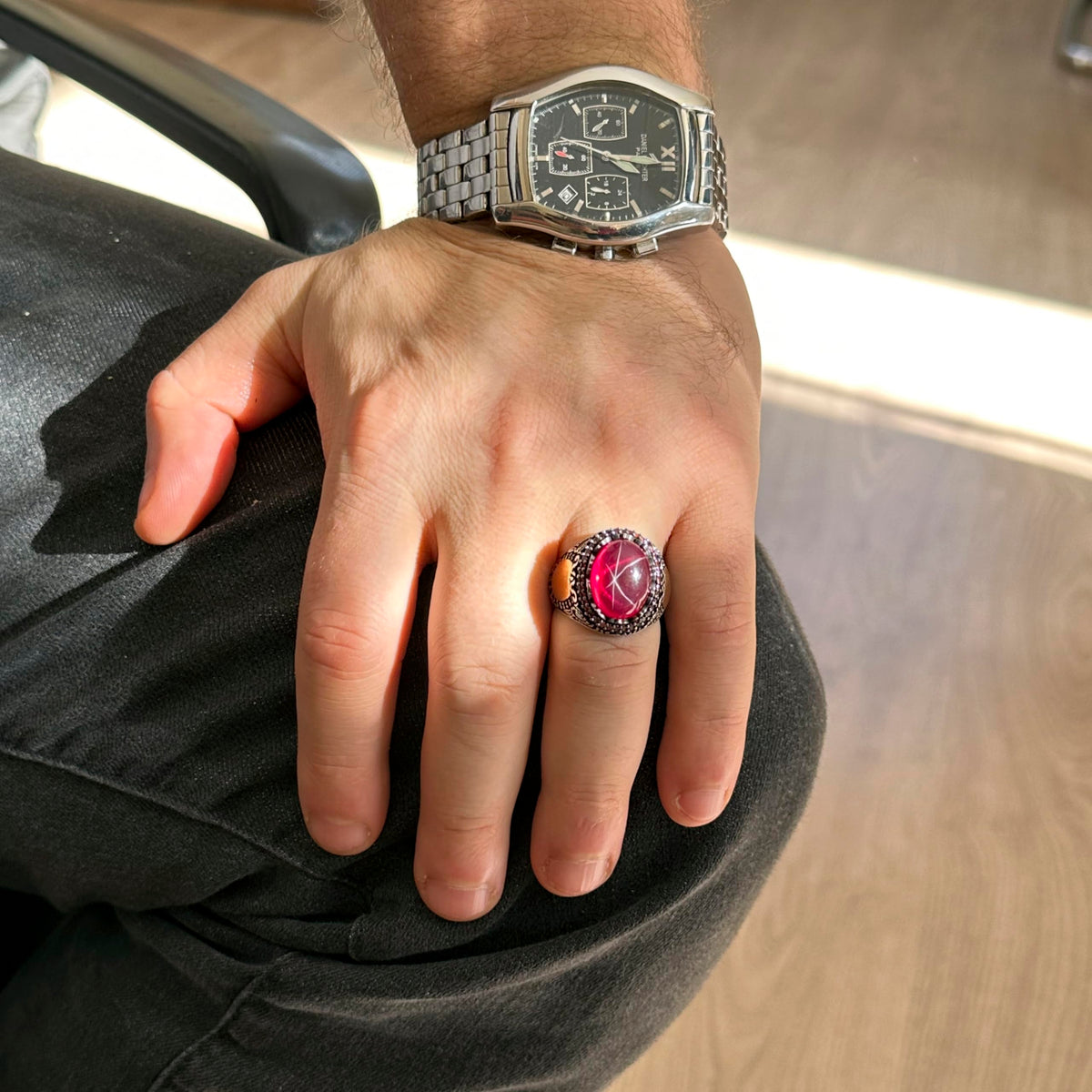 Natural Star Ruby Stone Ring, 925 Sterling Silver Ring, Handmade Ring — 6
