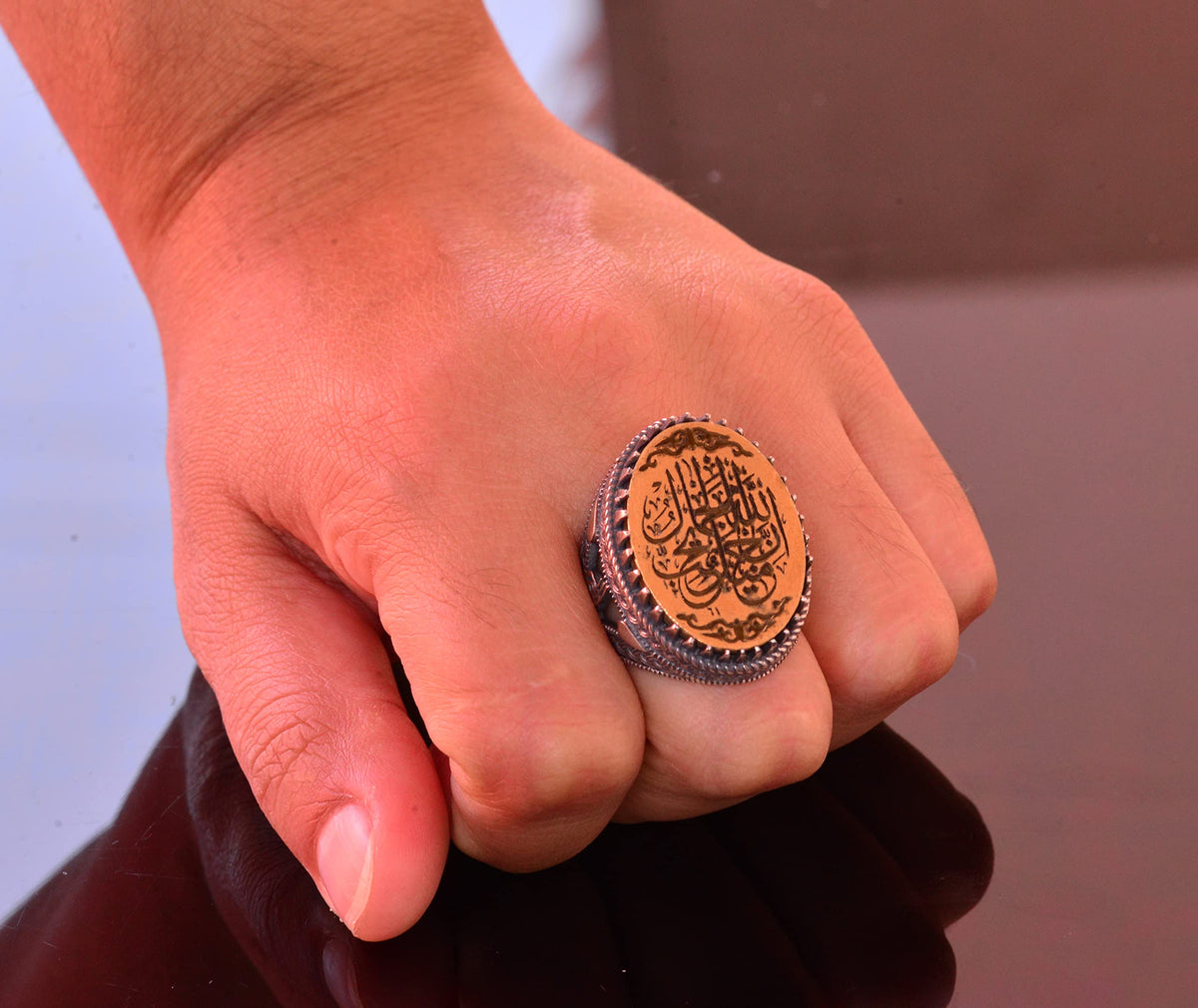 92.5 Carat Silver Ottoman Seal Ring - Islamic Men's Ring — 6