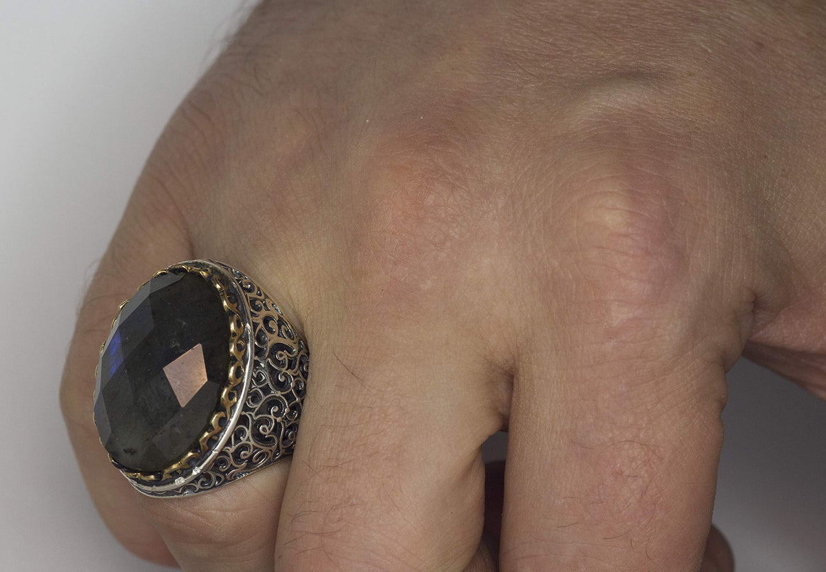 925 Sterling Silver Ring, Natural Labradorite Stone — 4