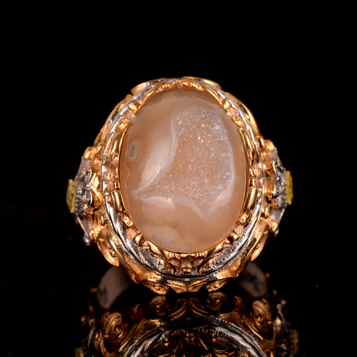Silver Natural Crystal Druzy Quartz Ring — 4