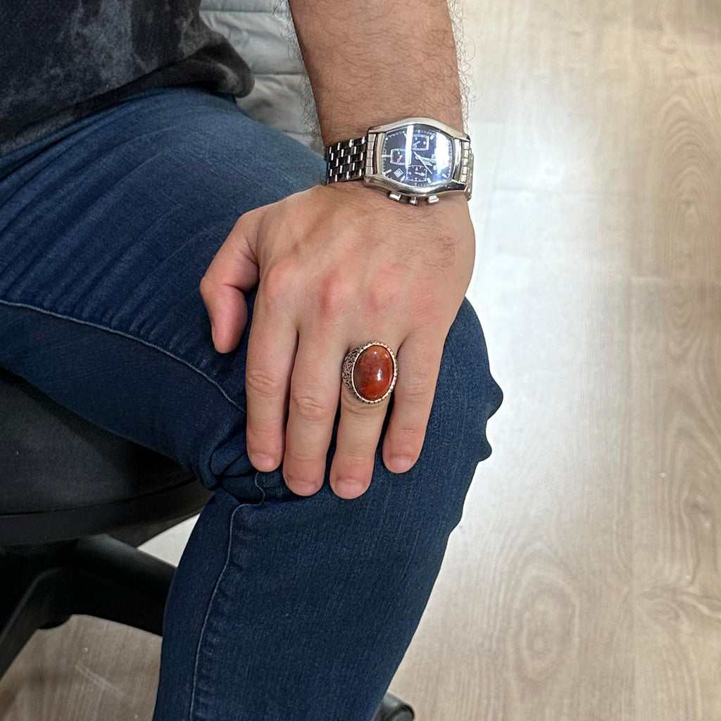 Large Ring, Natural Red Bloodstone Ring, 925 Sterling Silver Ring — 3