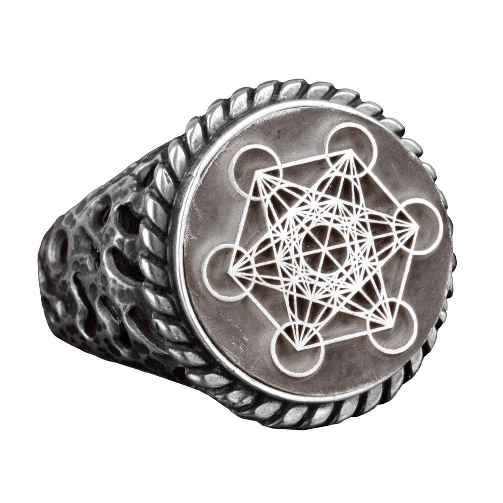 Metatron Ring, Helatron Cube Sacred Geometry, Talisman Ring, 925 Sterling Silver Ring
