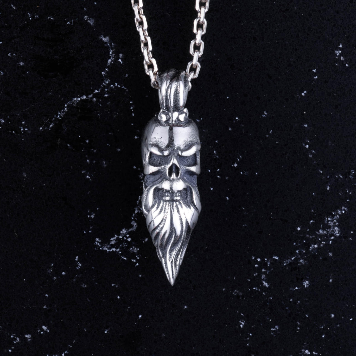925 Sterling Silver Skull Necklace – Gothic Bearded Skull Design – Handmade Jewelry for Men and Women — 3