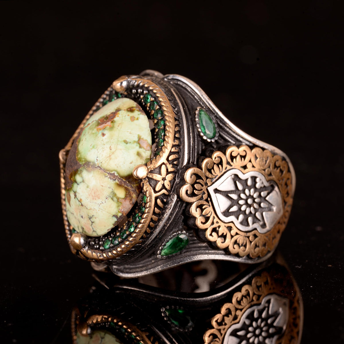 Natural Arizona Turquoise Stone Ring - 925 Sterling Silver (Model-11) — 5