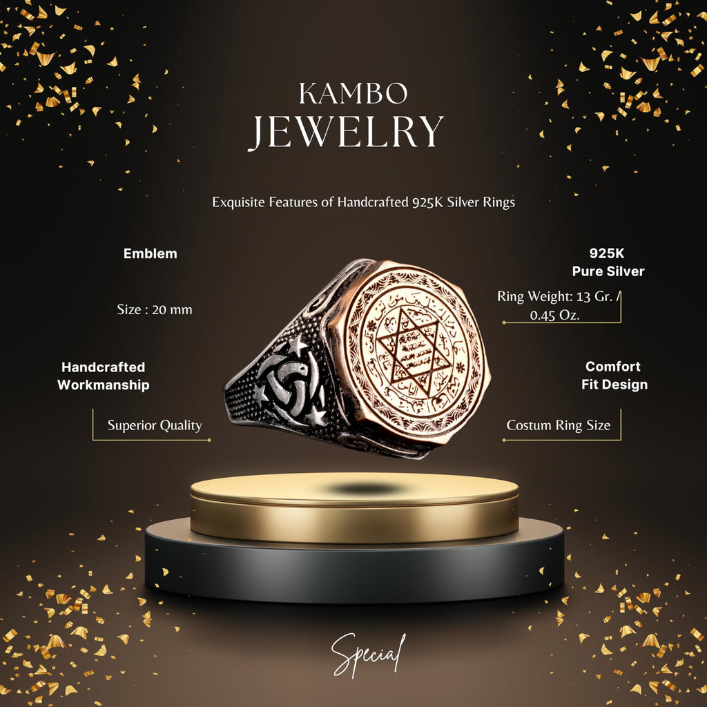 Islamic Solomon Talisman Ring, Silver Talisman Ring, 925 Sterling Silver Men's Ring, Big Ring — 2