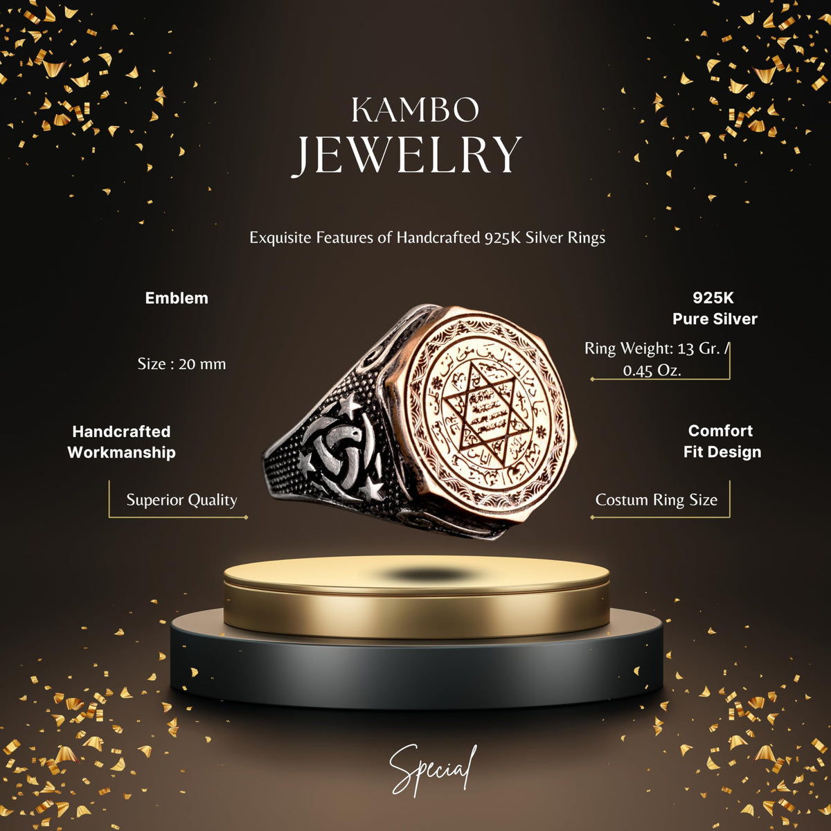 Islamic Solomon Talisman Ring, Silver Talisman Ring, 925 Sterling Silver Men's Ring, Big Ring — 2