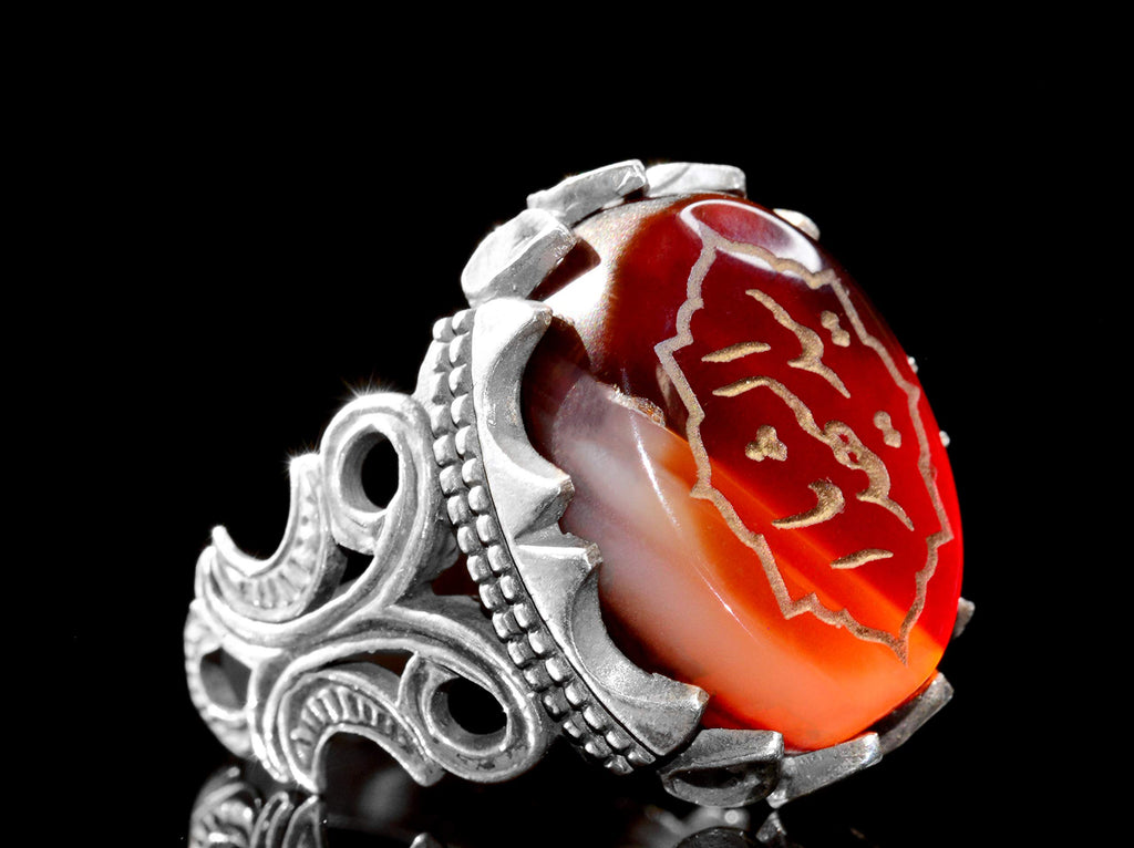 925 Sterling Silver Ring, Islamic Ring, Men's Ring, Natural Agate Stone (Model-5) — 3
