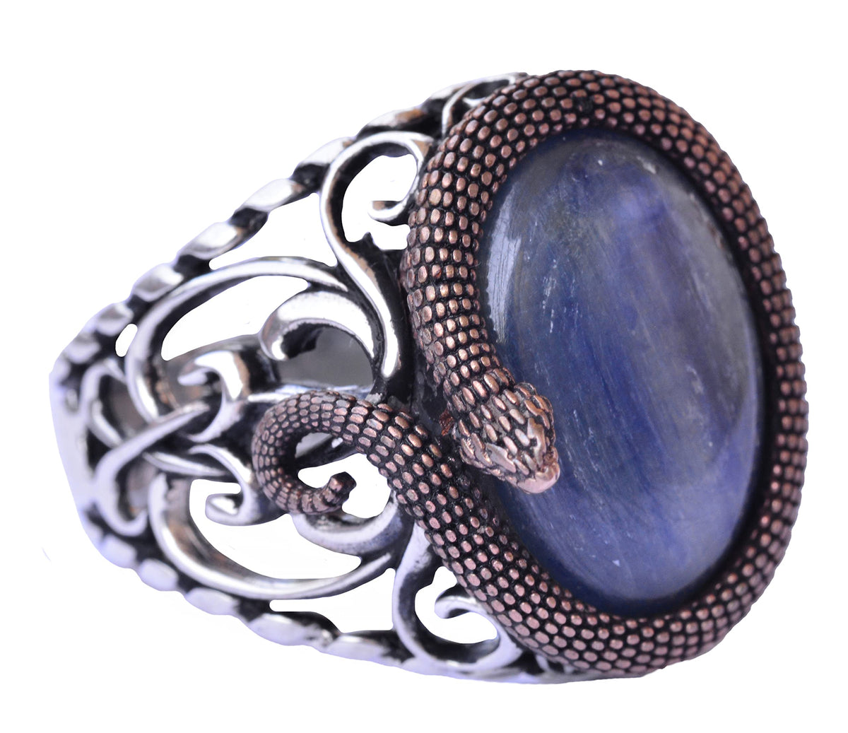 925 Sterling Silver Men's Ring with Natural Stone - Handmade Elegance (Kyanite Stone)