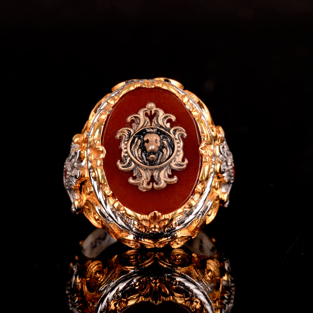 Handmade Ring - 925 Sterling Silver Gold Plated (Lion) — 3