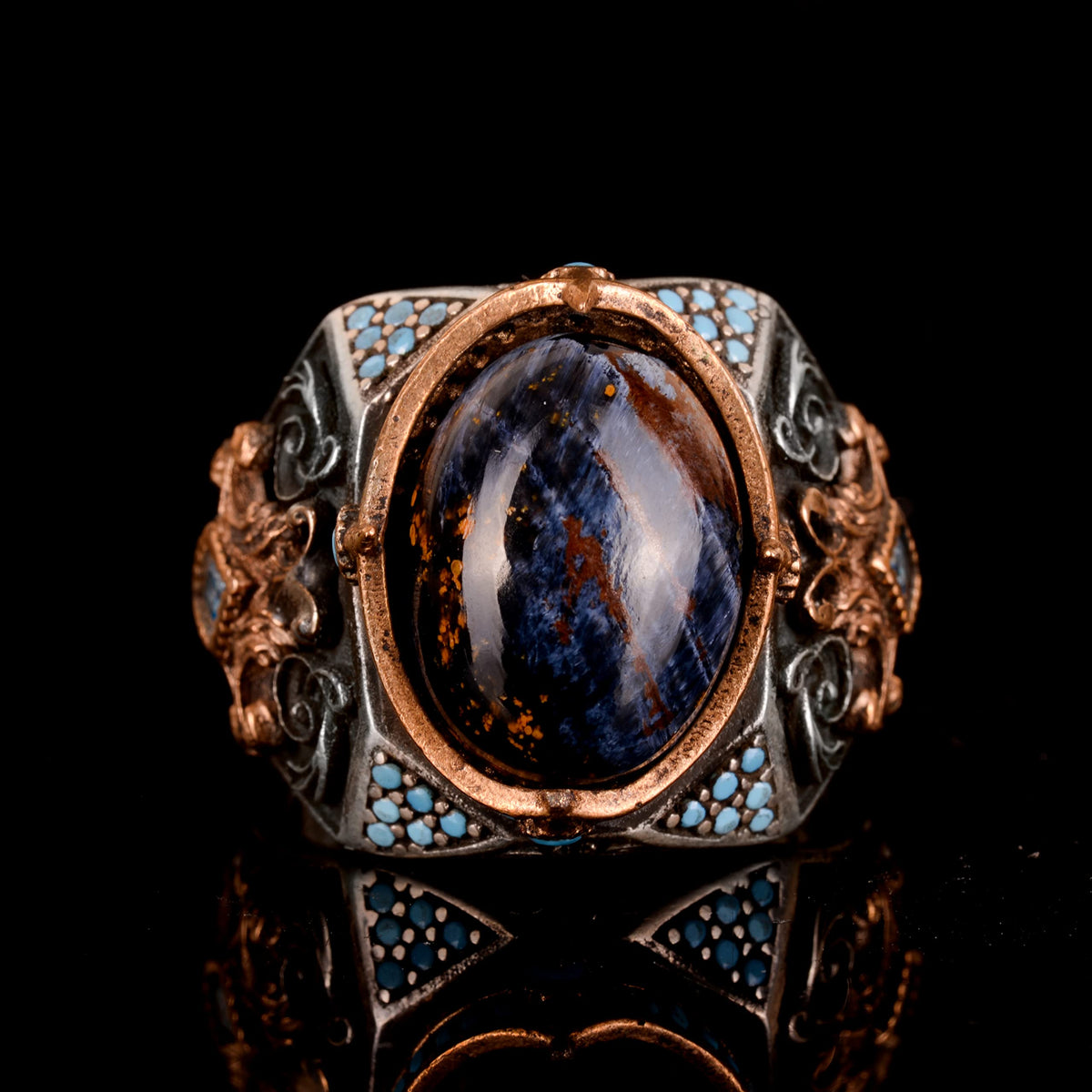 Natural Pietersite Stone Ring - Handmade 925 Sterling Silver Ring — 5