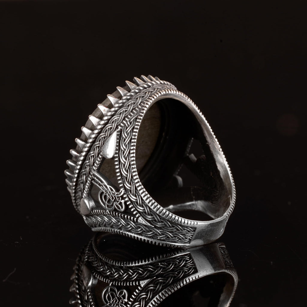 KAMBO 925 Sterling Silver Ring, Natural Pyrite Stone Handmade Ring — 6