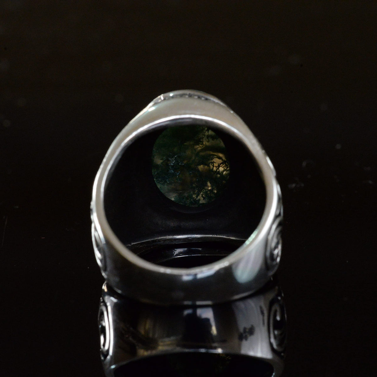 Silver Men's Ring, Real Straw Agate Stone, Handmade Detailed Design — 7