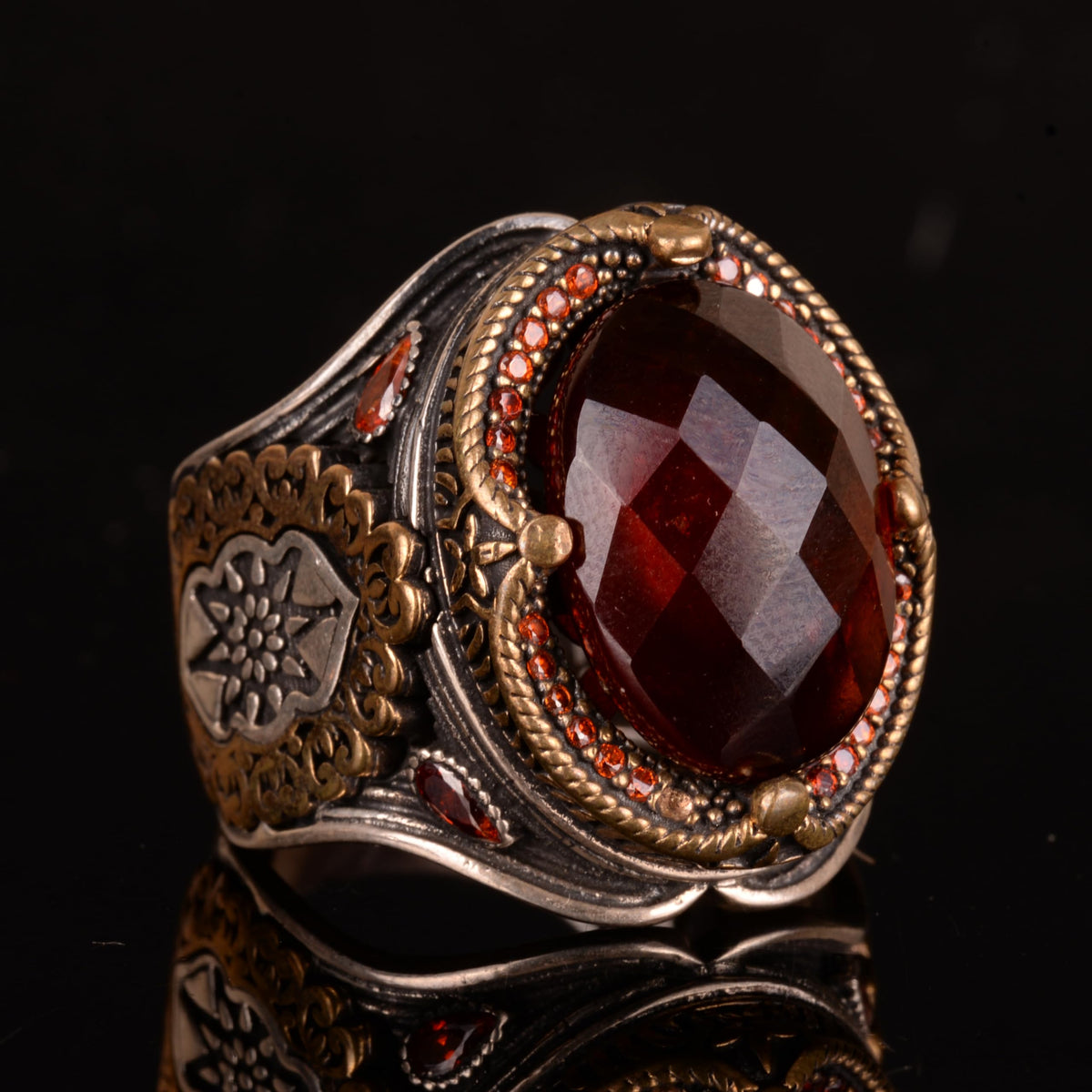 Natural Garnet Stone Ring, 925 Sterling Silver — 4