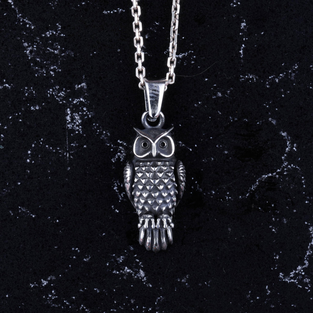 925 Sterling Silver Owl Pendant - Handmade Wisdom Symbol Jewelry - Fine Detail - Gift for Owl Lovers — 3
