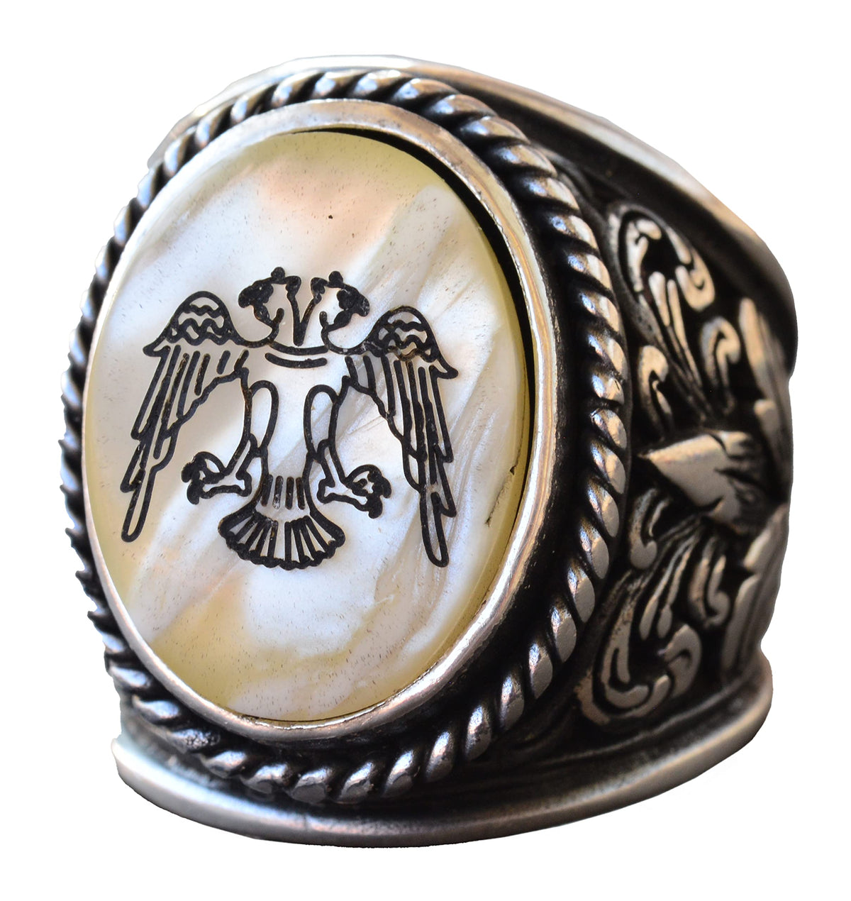 Double Headed Eagle Ring - 925 Sterling Silver Men's Ring - Silver Albanian Eagle Jewelry