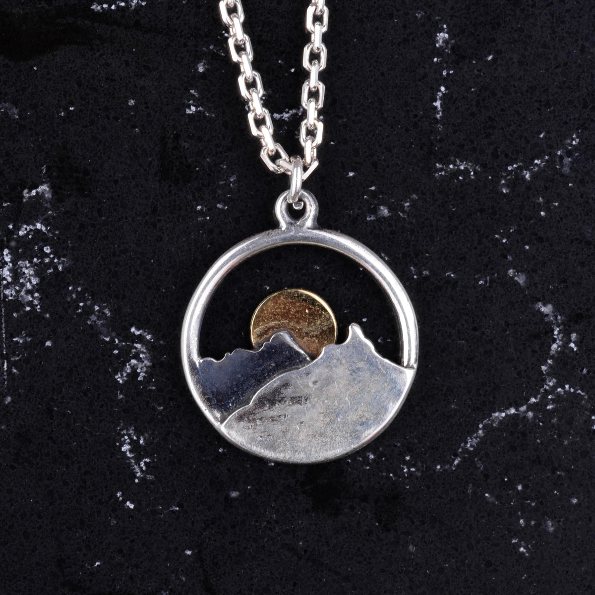 925 Sterling Silver Necklace - Mountain and Sunset Necklace — 3