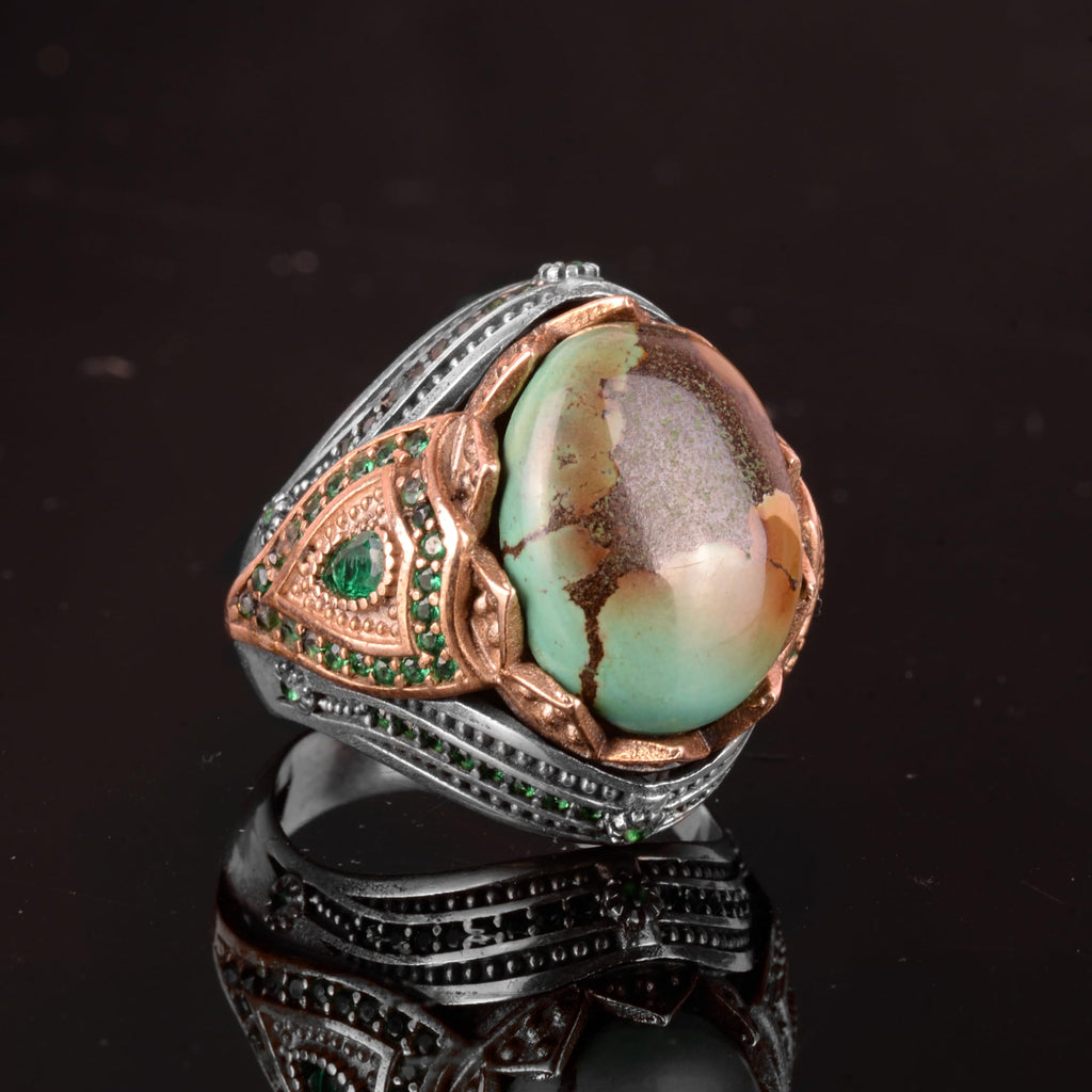925 Sterling Silver Ring, Natural Arizona Turquoise Stone Ring (Model-3) — 4