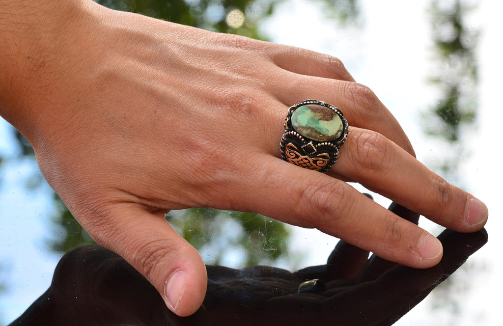 Green Turquoise Stone Ring — 6