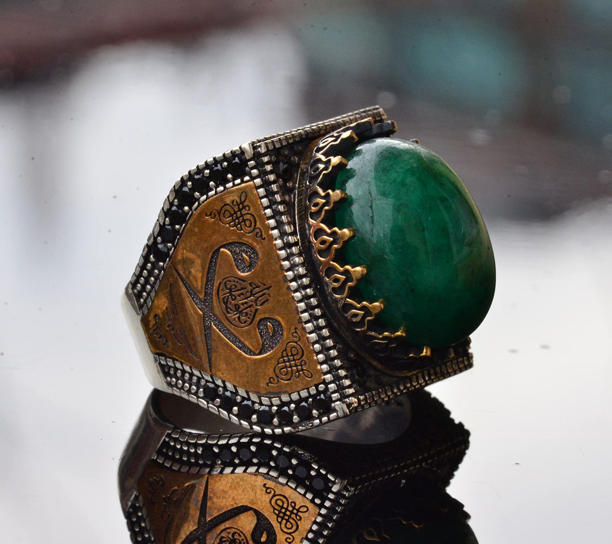 Green Jade Stone Ring — 4