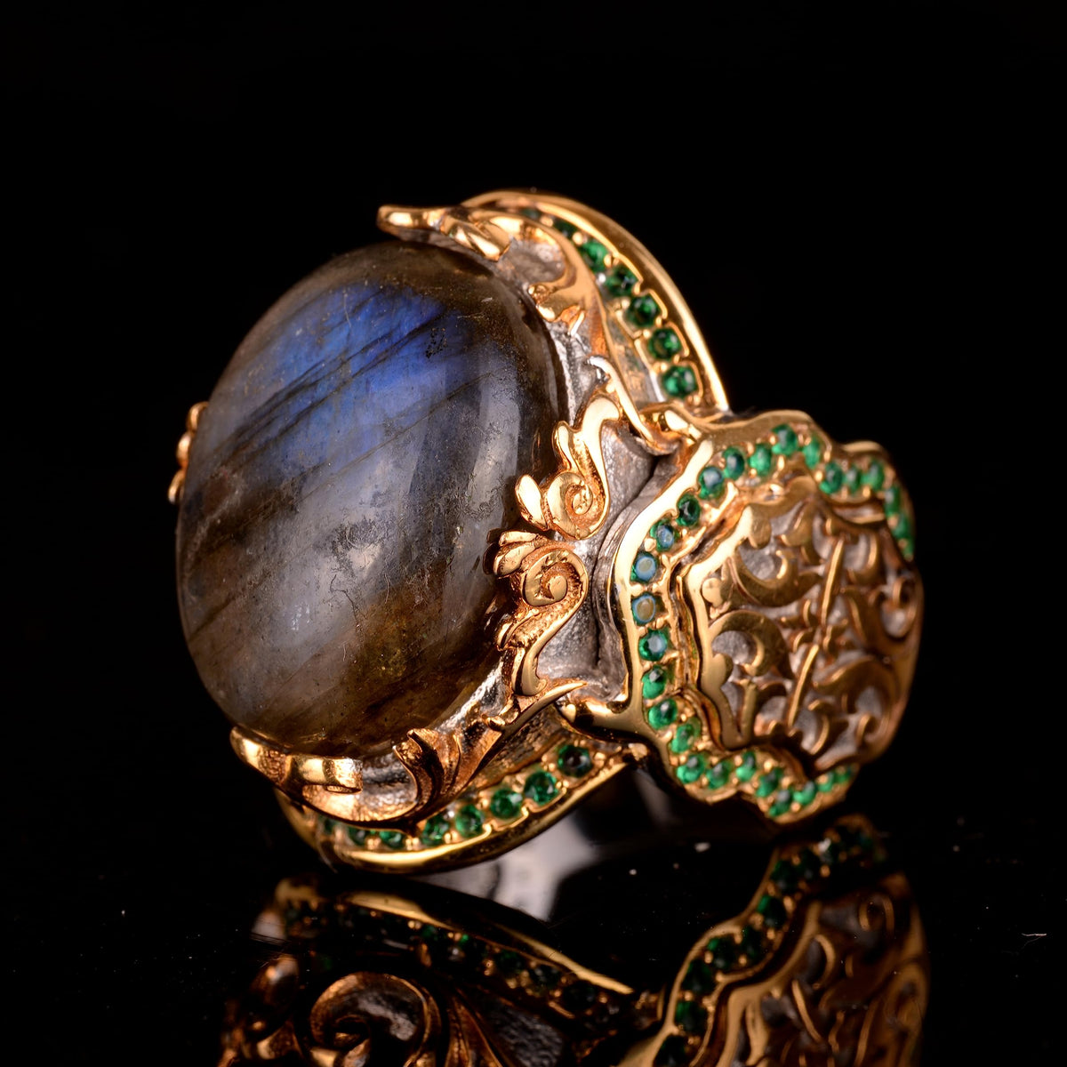 Natural Stone Ring - 925 Sterling Silver Handmade Sultan Ring — 9