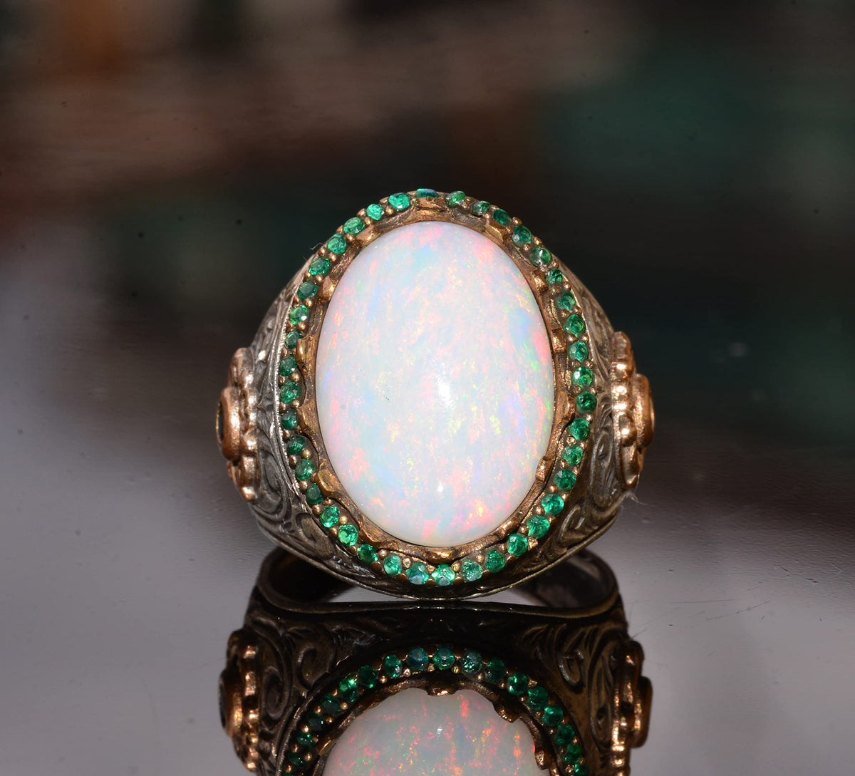 Natural Australian Opal Stone Ring, 7.55 Carats, 925 Sterling Silver Ring — 5