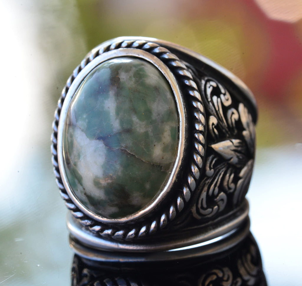 925 Sterling Silver Ring for Elegant Stone Collection - Natural Chrysoprase Stone — 3