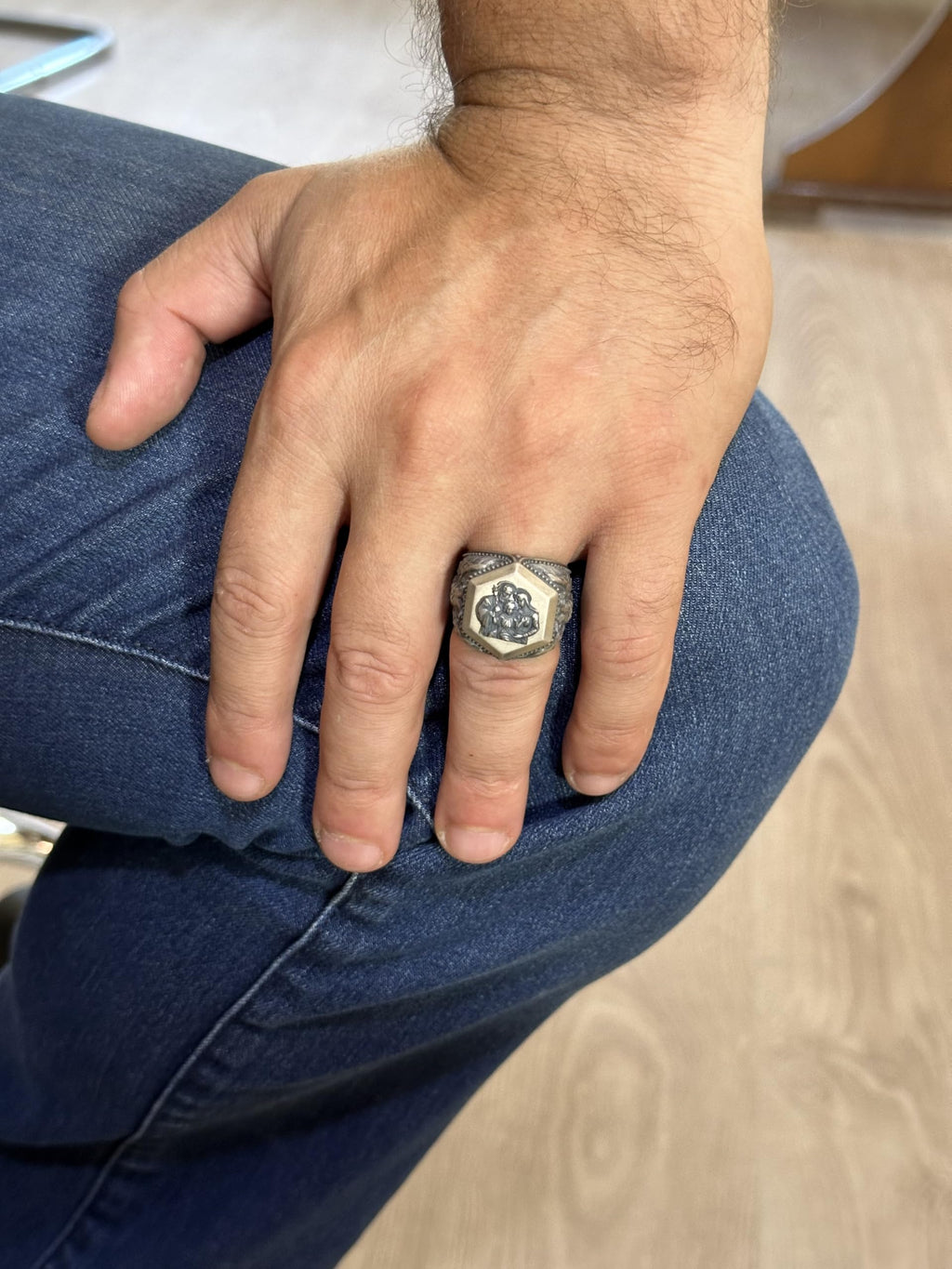 Kambo Sacred Family Symbol 925 Sterling Silver Men's Seal Ring — 3