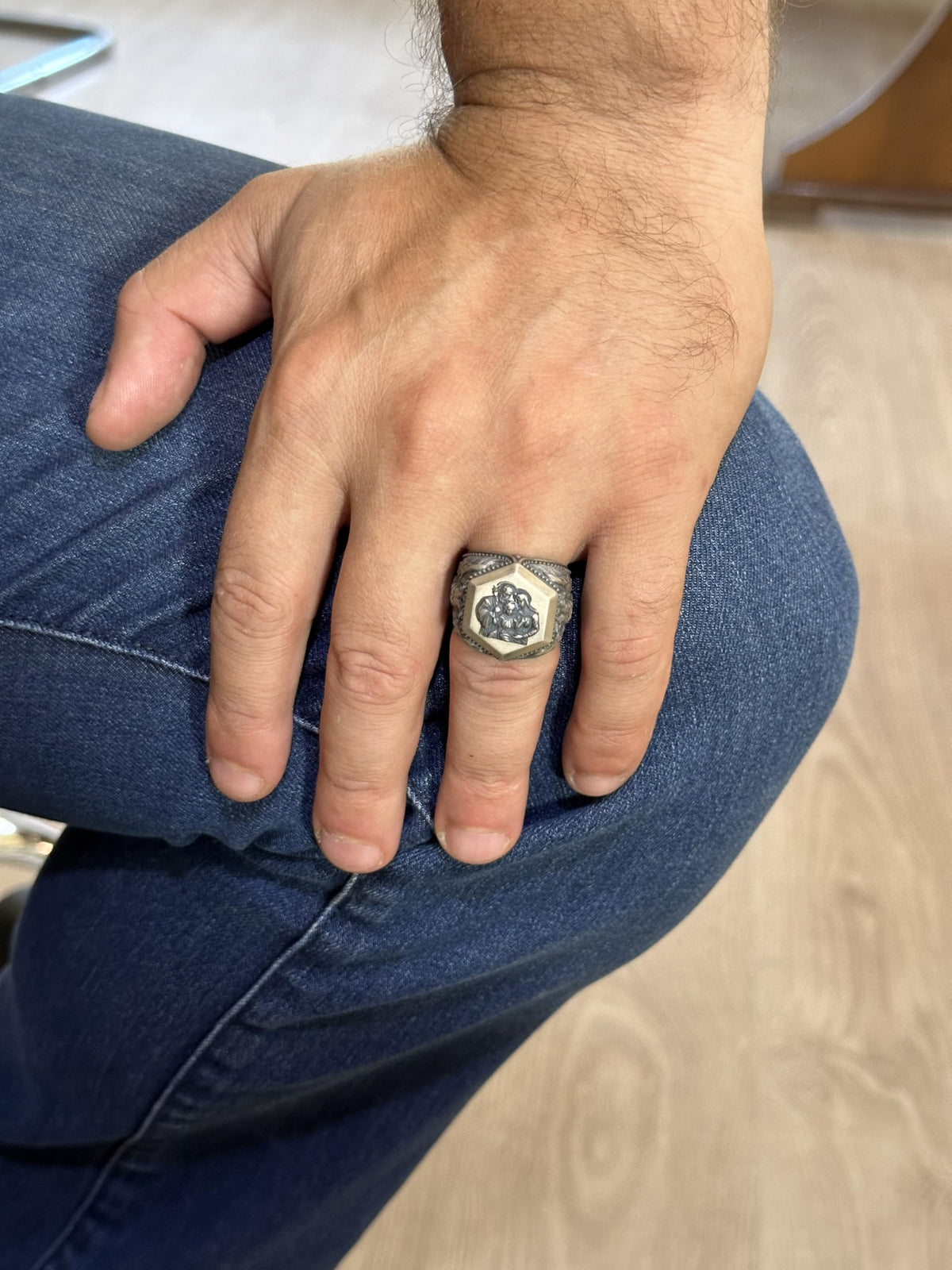 Kambo Sacred Family Symbol 925 Sterling Silver Men's Seal Ring — 3