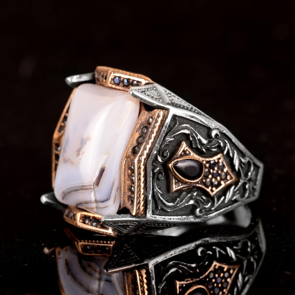 Natural Yemen Agate Stone Ring - 925 Sterling Silver Ring (Model-2) — 4