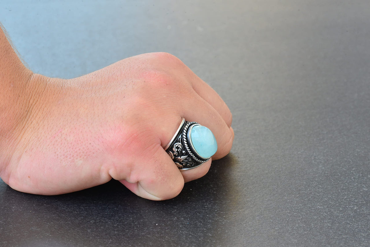 925 Sterling Silver Ring for Diamond Stone Collection - Aquamarine — 7