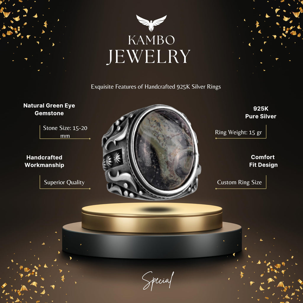Natural Green Eye Stone Ring (Model-2) — 2